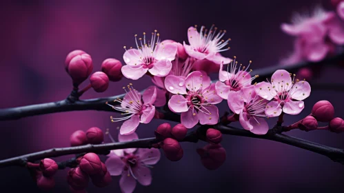 Moody Cherry Blossoms: An Ominous Floral Harmony