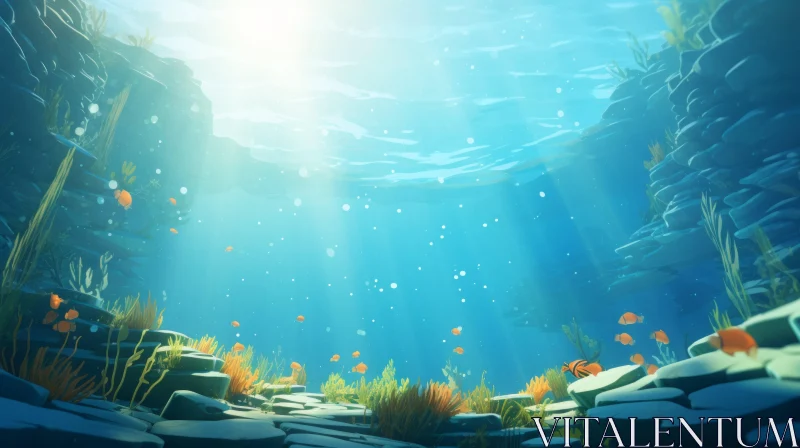 Sunlit Underwater Beauty: A Colorful Aquatic Landscape AI Image