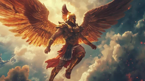 Winged Warrior in Golden Armor