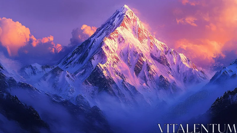 AI ART Majestic Mountain Peak at Dusk