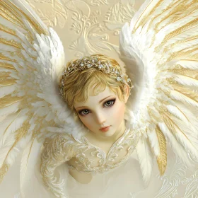 Angel with Golden Wings and Crown