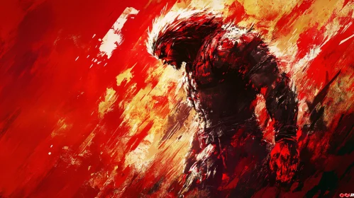 Red Abstract Warrior Illustration