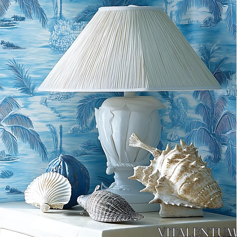 AI ART Seashells and Lamp Still Life