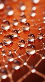 3D Water Drops on Orange Background: A Macro Perspective of Technological Marvel