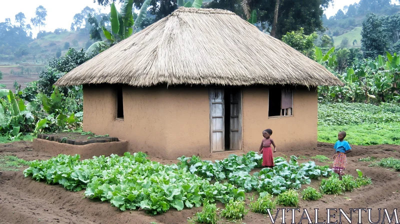 African Village Home with Kids AI Image