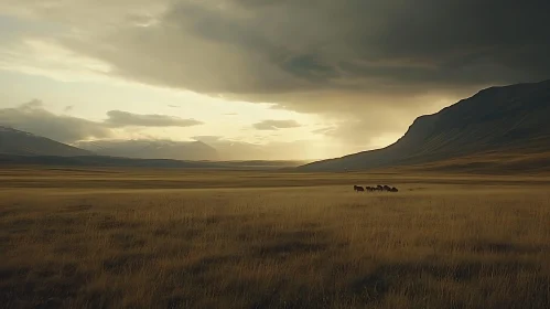 Cows Grazing in Mountain Meadow