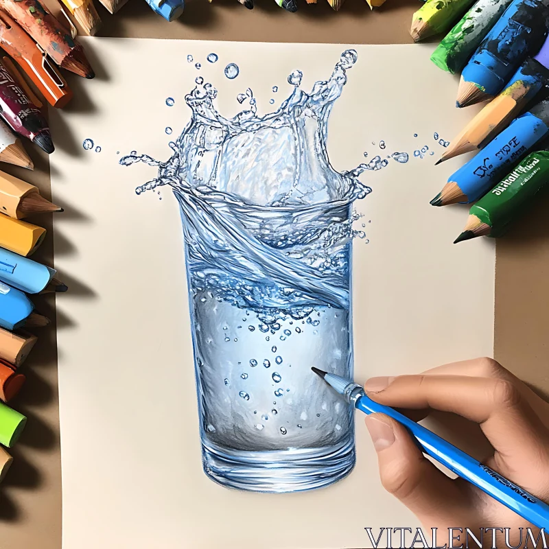 AI ART Realistic Pencil Art of Water Splash