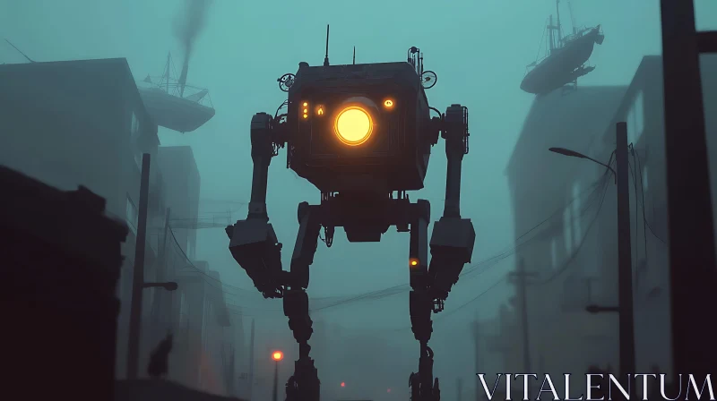 AI ART Mechanical Walker in Mist