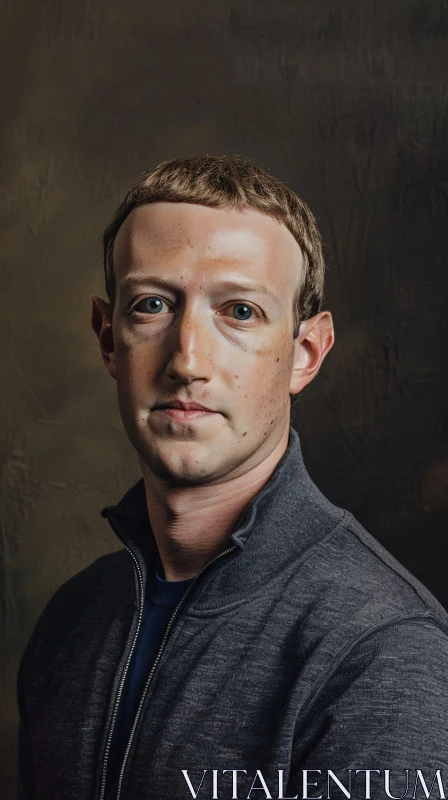 AI ART Mark Zuckerberg Dark Background Focused Pose