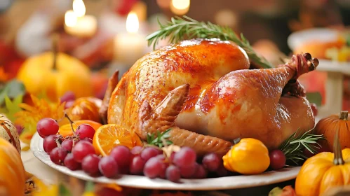 Roasted Turkey with Autumnal Garnishes