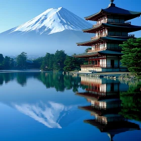 Pagoda and Mountain Landscape