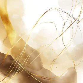 Abstract Minimalist Golden Fluid Art