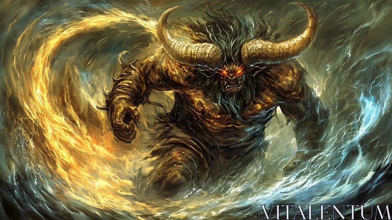 Minotaur in the Maelstrom AI Image