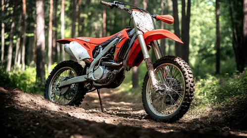 Motorcycle on Forest Trail