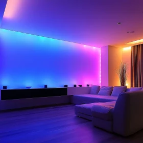 Contemporary Room with Neon Lighting