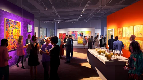 Modern Art Gallery Event with Engaged Attendees