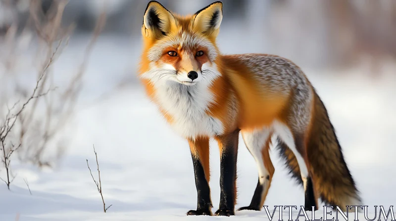 Winter Fox Portrait in Snow Landscape AI Image