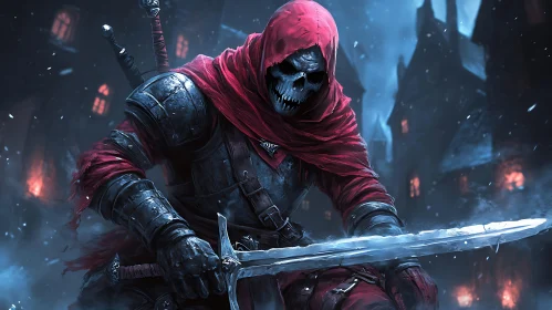 Red Hooded Skeleton Warrior