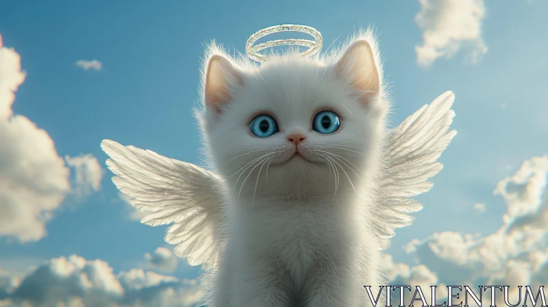 AI ART Cute Kitten Angel in the Sky