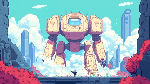 Futuristic Robot Pixel Art