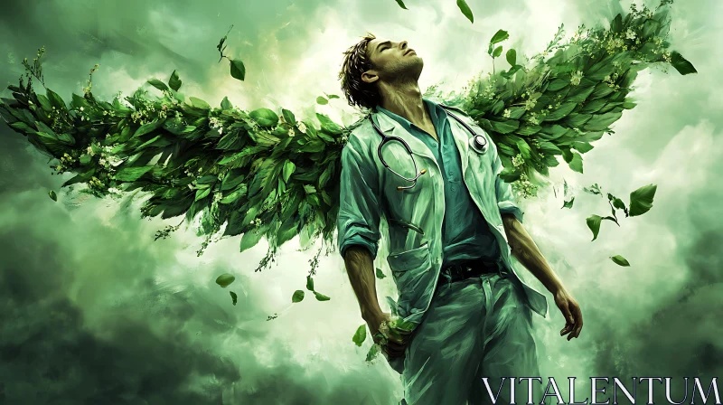 AI ART Ethereal Doctor With Wings of Nature