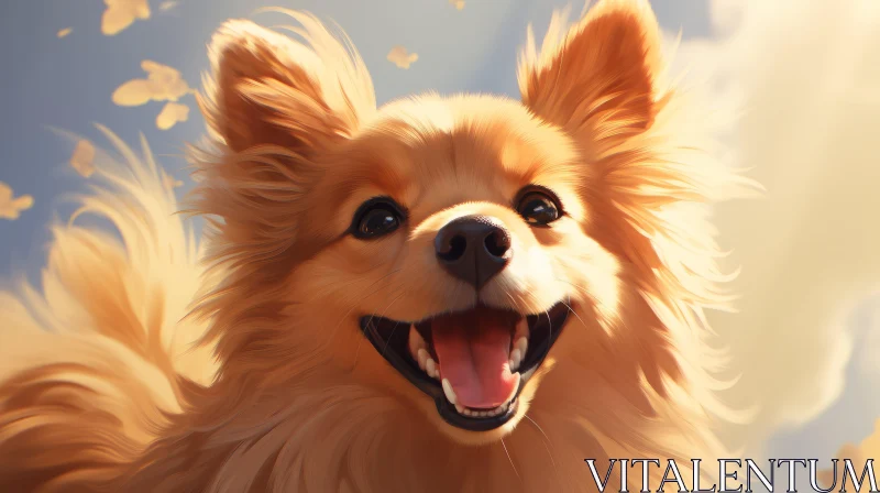 Dreamy Dog Smiling in the Sky: Realistic Caricature Rendering AI Image