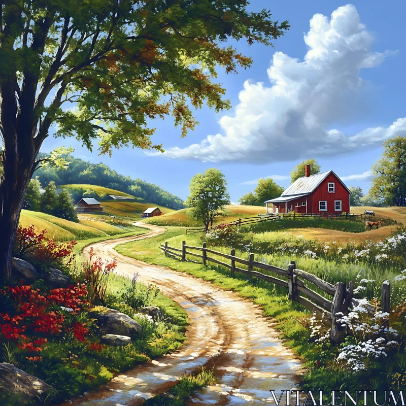 AI ART Picturesque Countryside Farm Scene