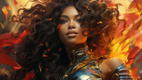 Flame-wrapped Cyborg Woman - Impressionist Colorism Meets Afrofuturism