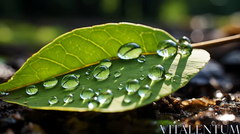 Leaf with Water Droplets - Organic Architecture AI Image