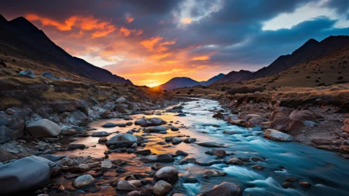 Mesmerizing Stream at Sunset: Captivating Scottish Landscapes