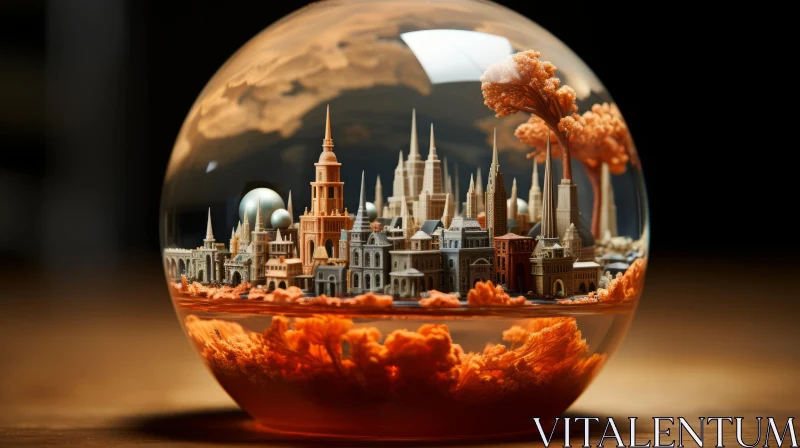 Miniature City in an Egg - A Surreal 3D Artwork AI Image