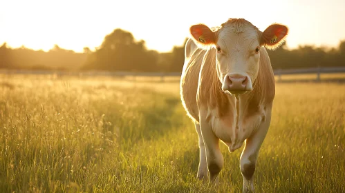 Pastoral Cow Portrait at Dusk