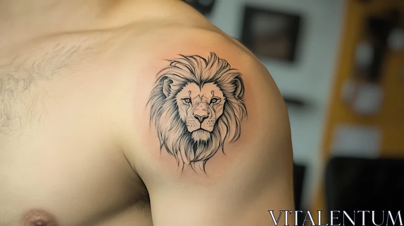 Majestic Lion Shoulder Tattoo AI Image