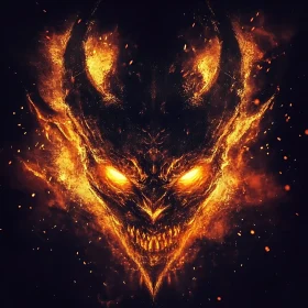 Burning Demon Face