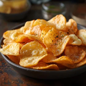 Bowl of Crispy Salted Potato Chips