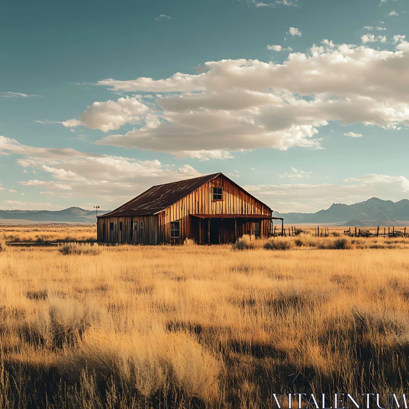 Old House in the Field AI Image