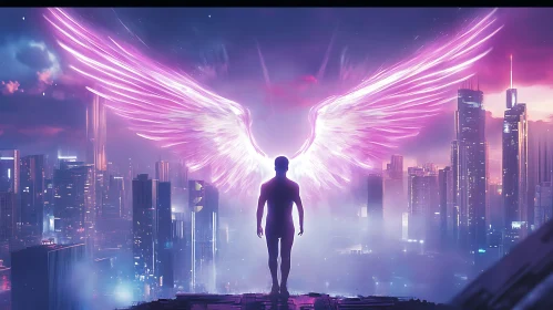Guardian Angel in the Cyberpunk Metropolis