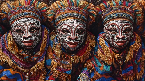 Colorful Tribal Masks and Ritual Costumes