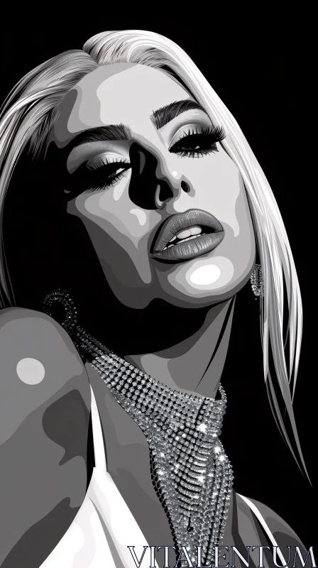 AI ART Monochrome Lady Gaga Elegance