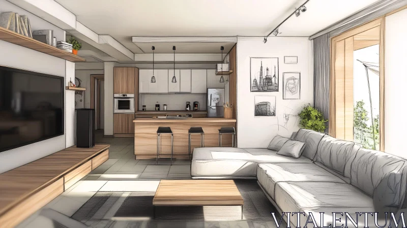 Modern Apartment Living Space AI Image