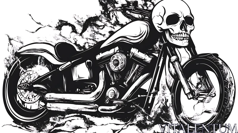 AI ART Motorbike with Skull Headlight Artwork