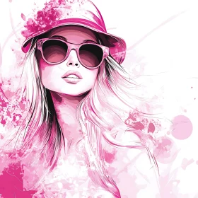 Stylish Woman in Pink Hat and Shades