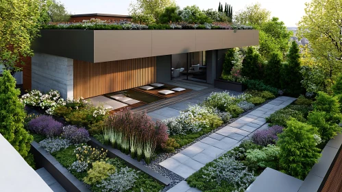 Modern House Exterior with Garden