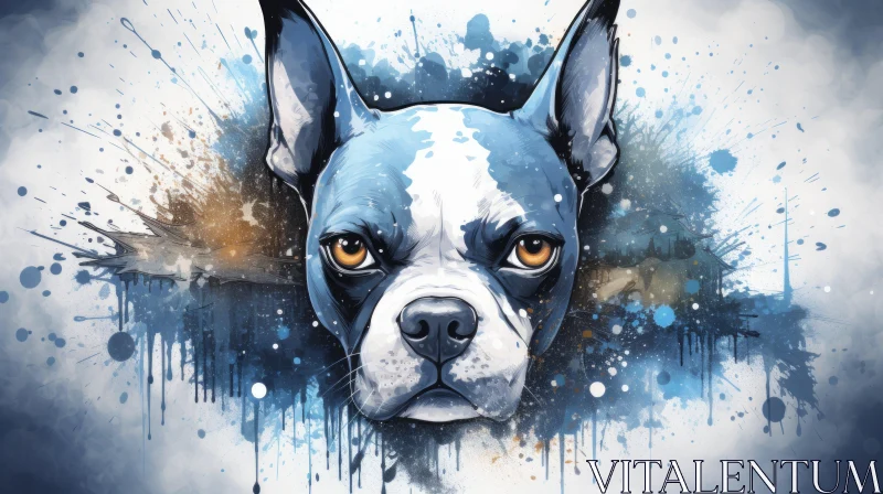 Boston Terrier Dog Face Art in Color Splash Style AI Image