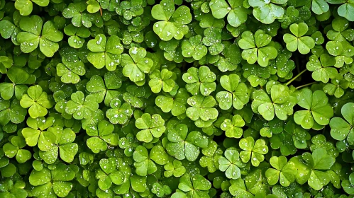 Clover Leaves in Rain