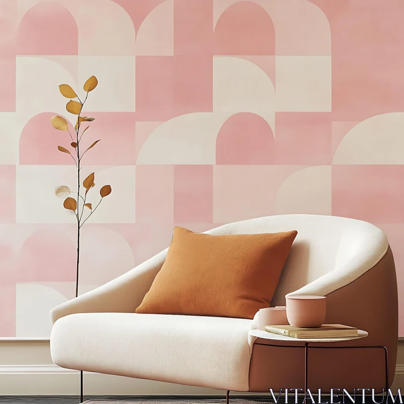 Elegant Pastel Living Space Design AI Image