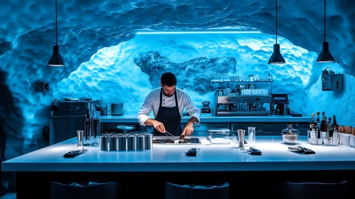 Culinary Arts in Ice Cave Setting