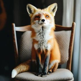 Fox on Chair, Animal Portrait