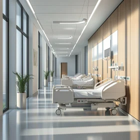 Empty Beds in a Modern Hospital Interior