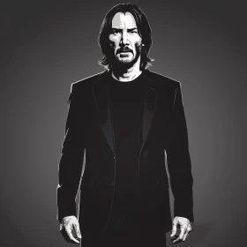 Keanu Reeves Monochrome Digital Art